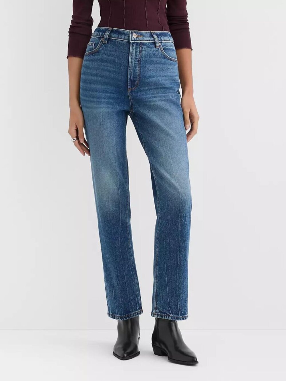 Loft Rivete High Rise Straight Jeans Curvy Fit
